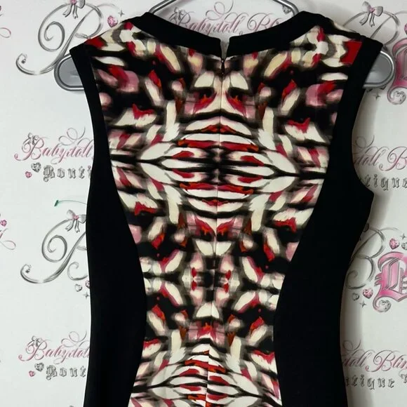 Maggy London dress blurry tight Black and Brown Bodycon Mini Dress swirl sexy